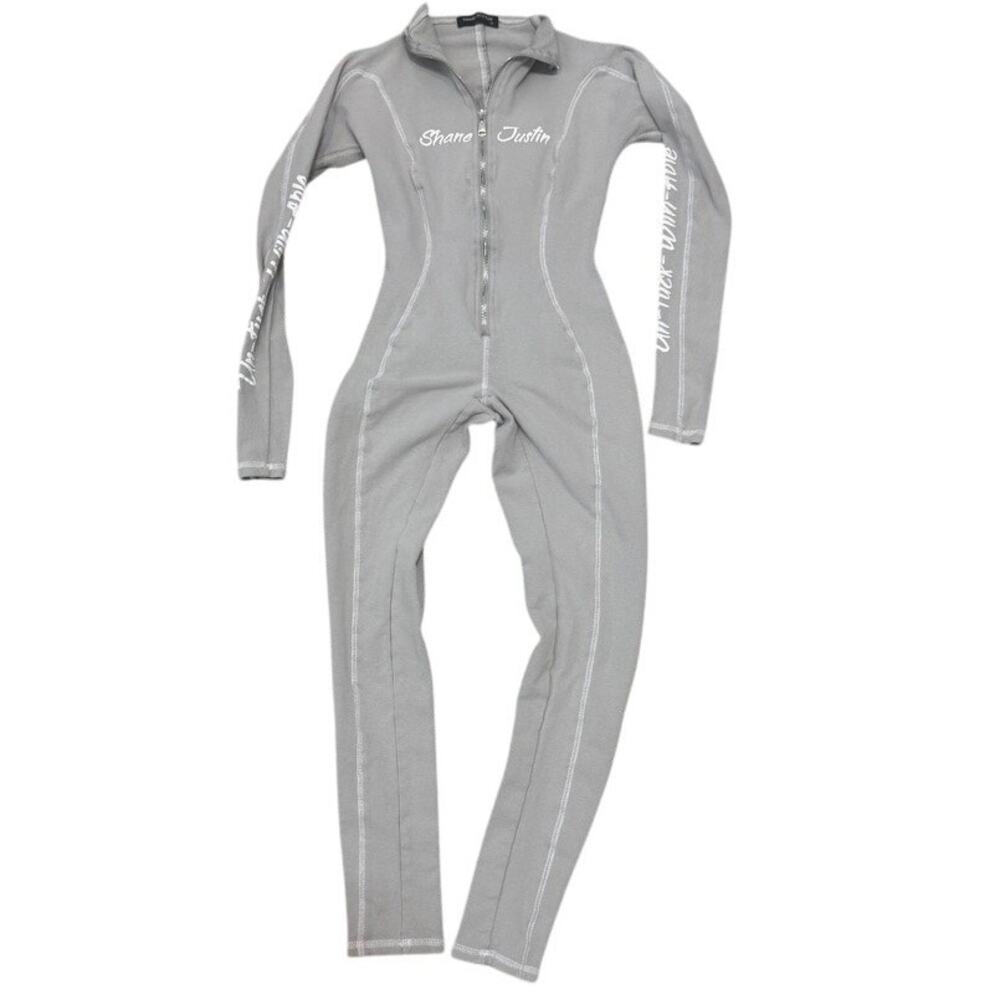 Shane Justin Medium zip front exposed topstitch sporty jumpsuit P3 3499